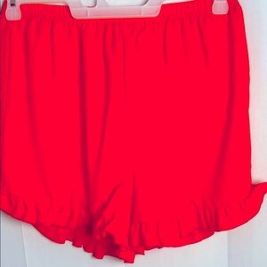 Boohoo Vibrant Orange High Waist Ruffle Shorts